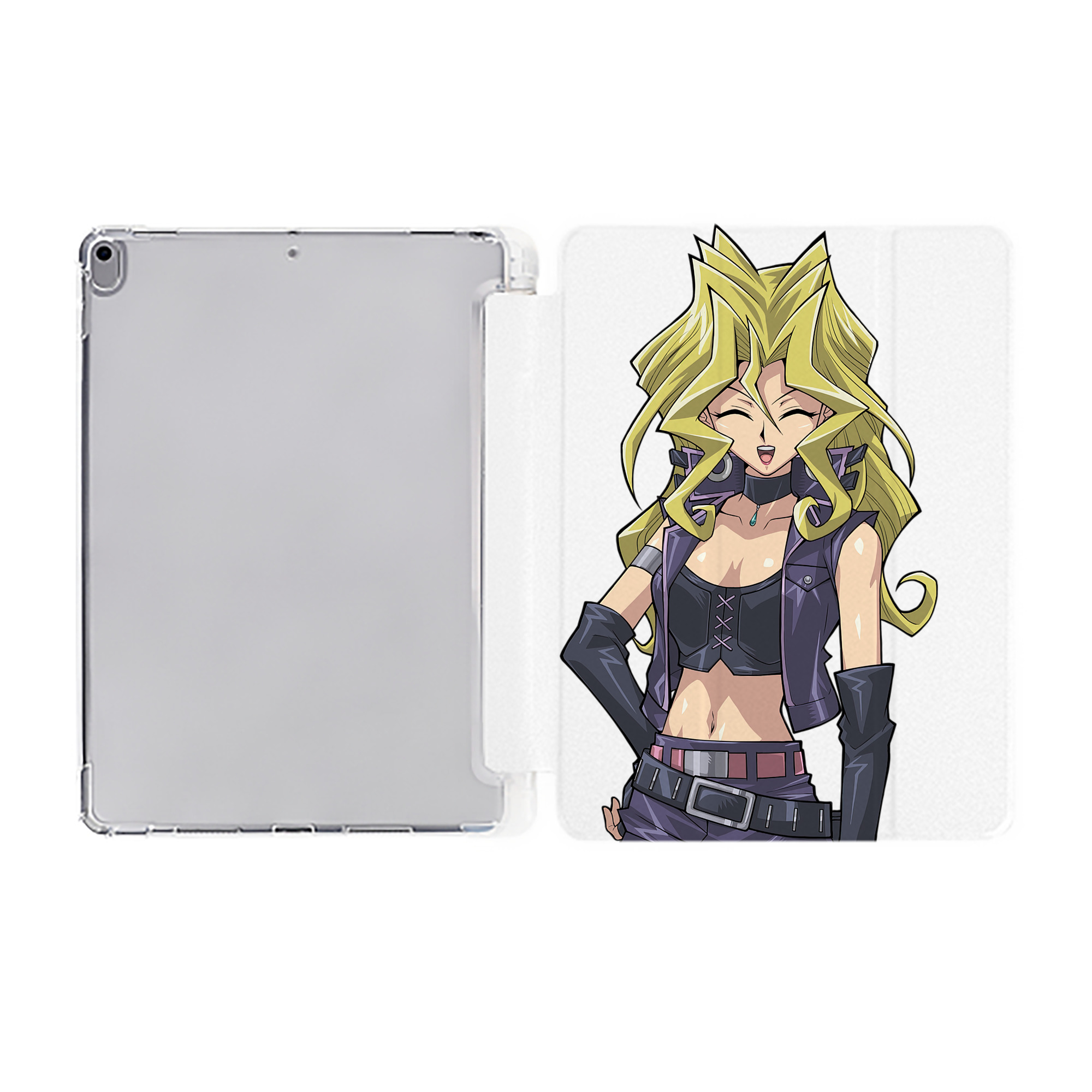 （画像用） 遊☆戯☆王 Yu-Gi-Oh! IPad ケース ペン収納付き 三つ折りスタンド PUレザー×シリコン 対応機種9.5/10.5/10.9インチ